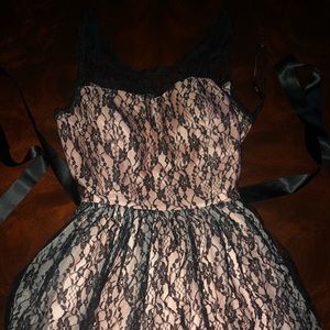 Papaya formal pink and black lace dress